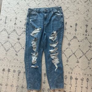 American Eagle Outfitters Ripped Blue Ankle Jeans